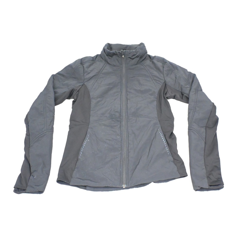 Lululemon Womens 6 Black Insulated Yoga Running Jacket Quilted Reflective Dots